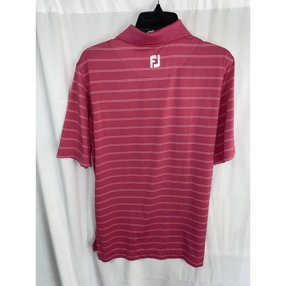 Footjoy Polo Shirt Mens Small Pink Performance Pro Tour Collar Logo Golf - Picture 4 of 4